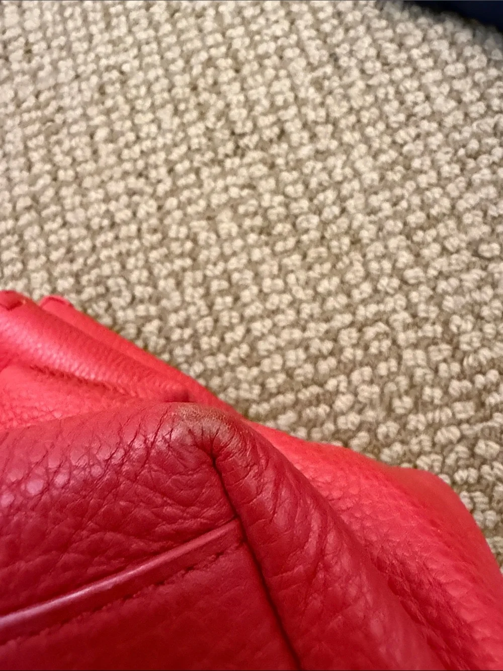 Tory Burch Coral-Red Pebbled Leather Chain Shoulder Bag